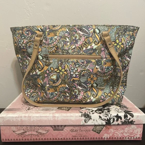 Sakroots Floral Pattern Tote with Tan Straps - Picture 2 of 5